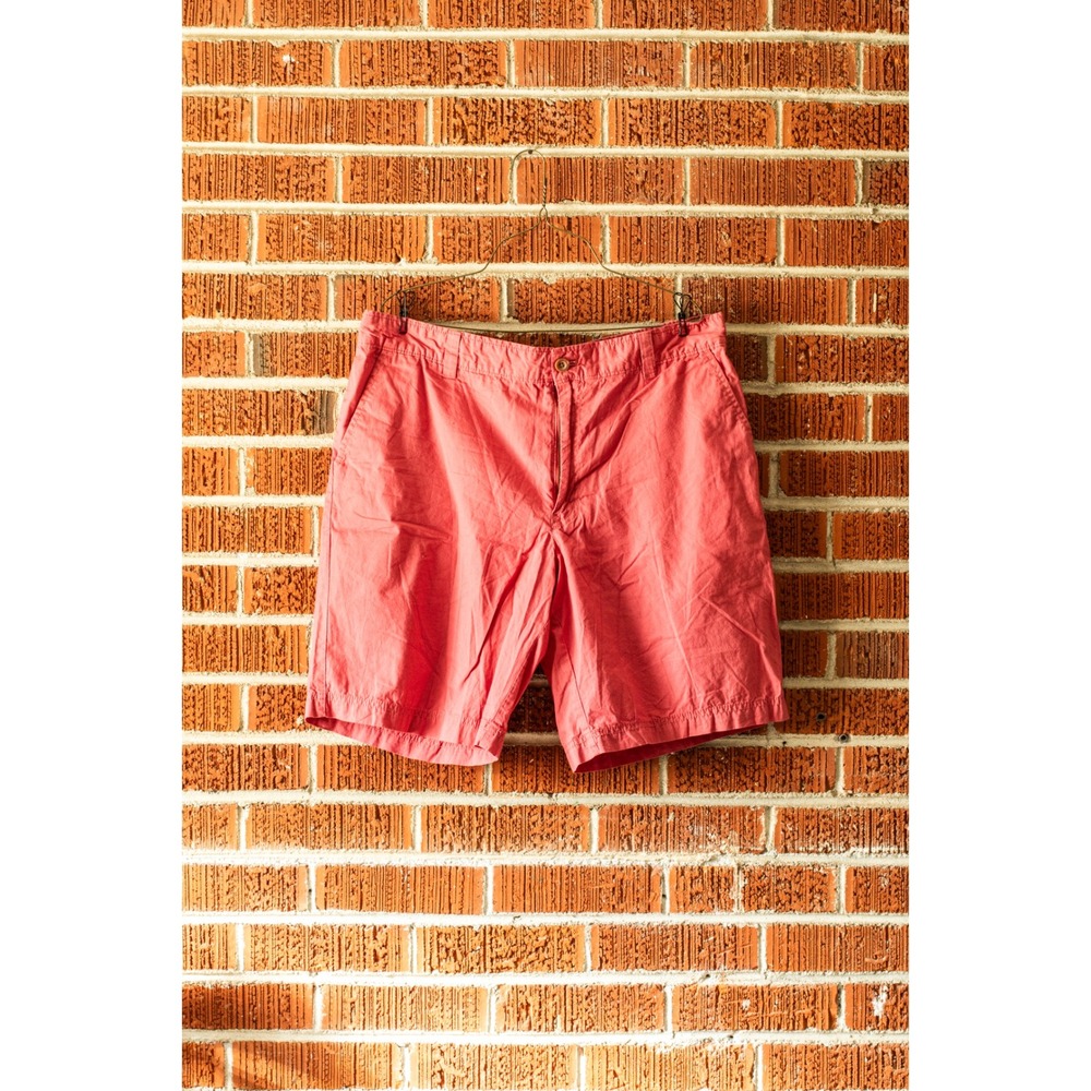 IZOD Saltwater Mens Coral Pink Cotton Flat Front Shorts Size 36 x 9.5 Inseam